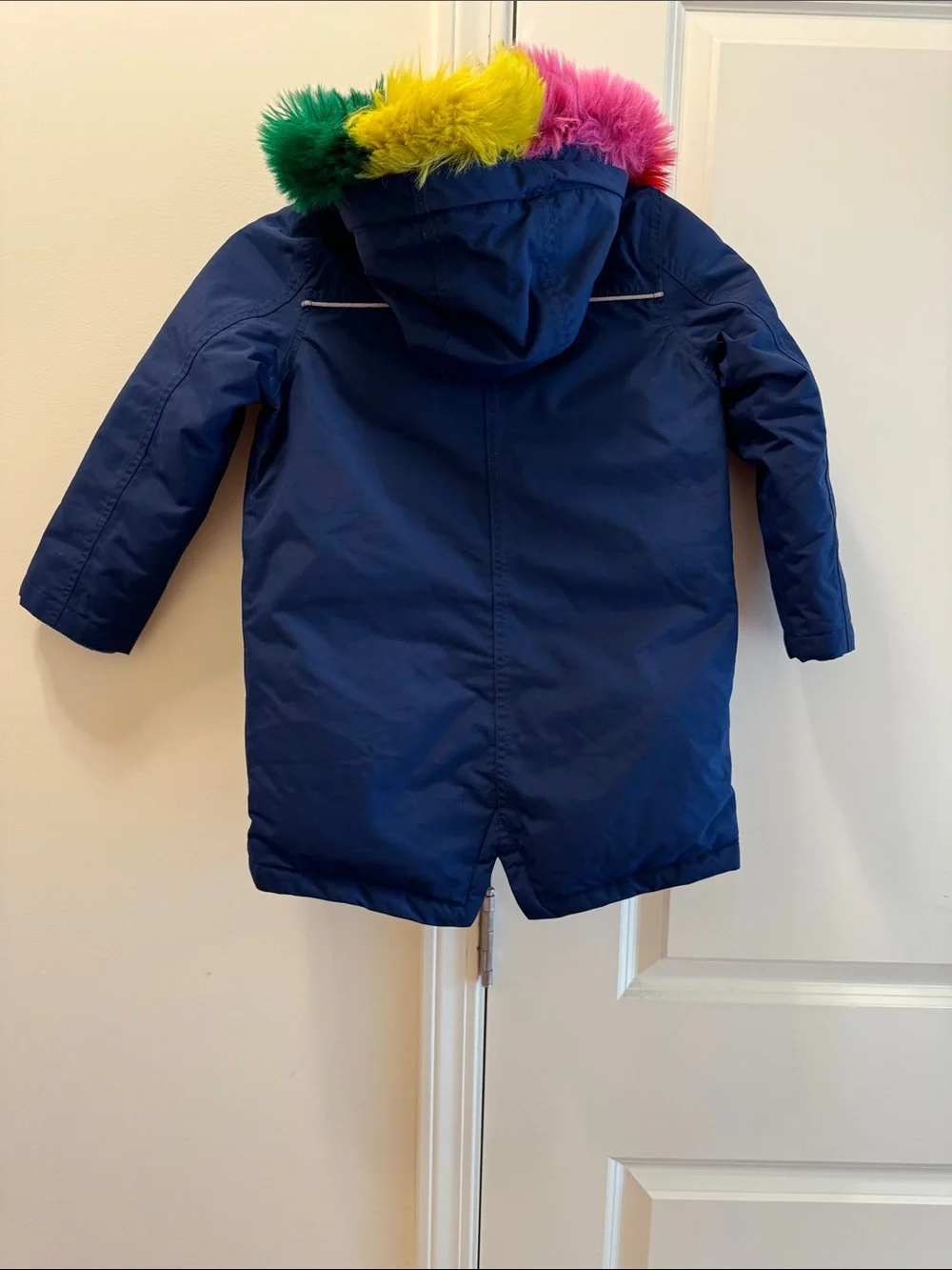 Mini Boden Girls Rainbow hood puffer coat